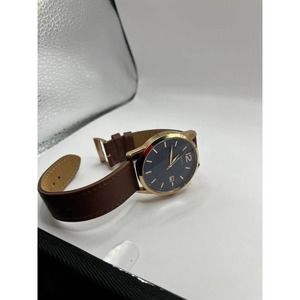 Guess Men's Brown Leather Rose Gold IP SS U1186G3
